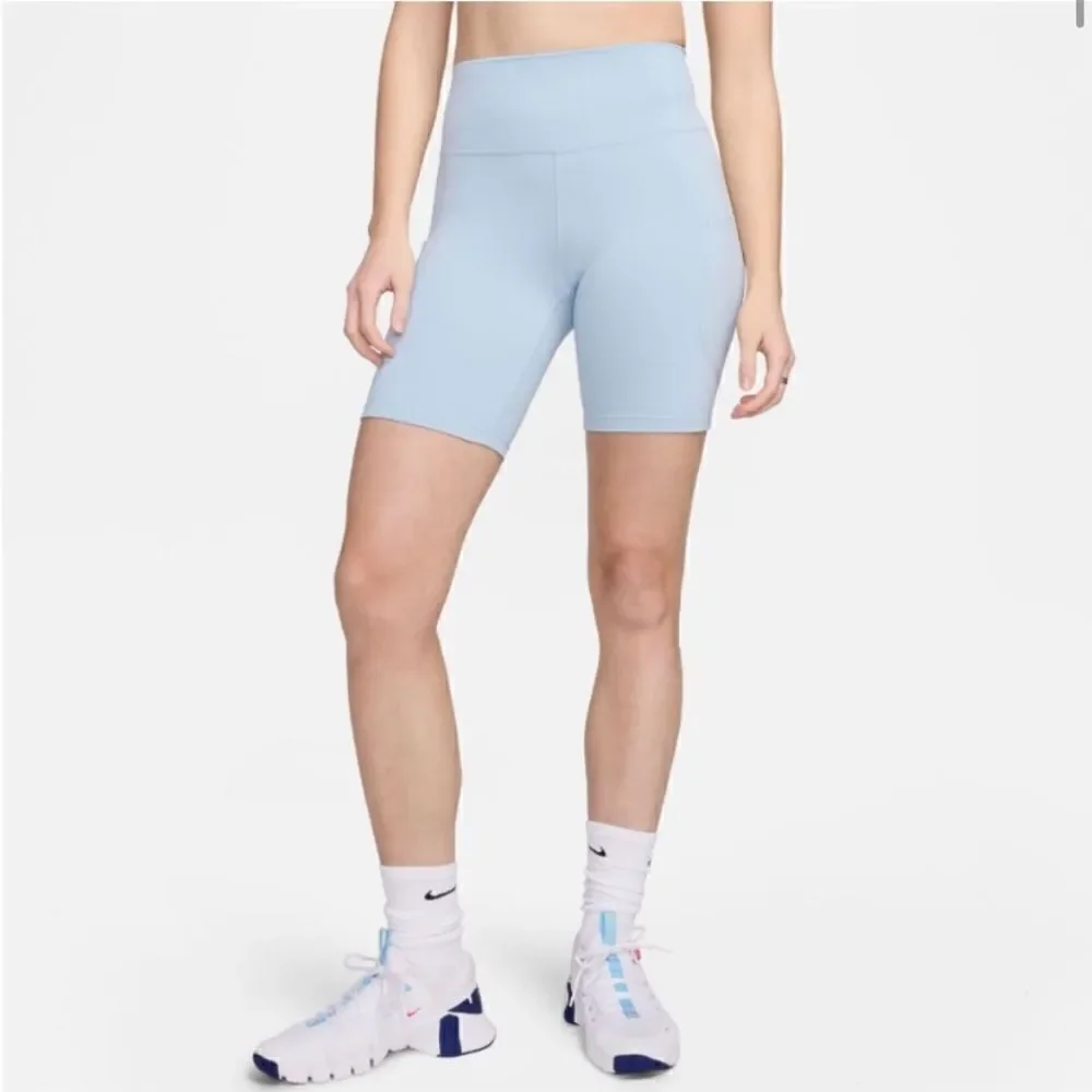 NWT Nike One Dri-Fit Blue High Rise 8” Length Athletic Biker Shorts
